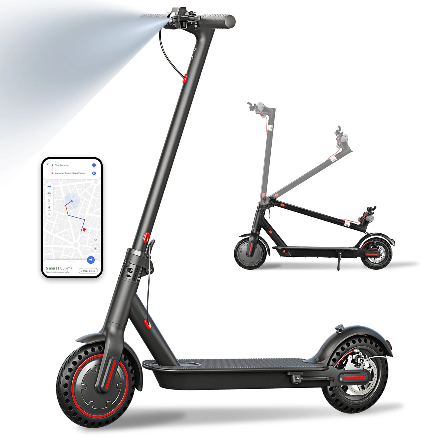 Lightweight Commuter Electric Scooter for Adults, Explosion-Proof Tires, Dual Brake System, APP Support E-Scooter