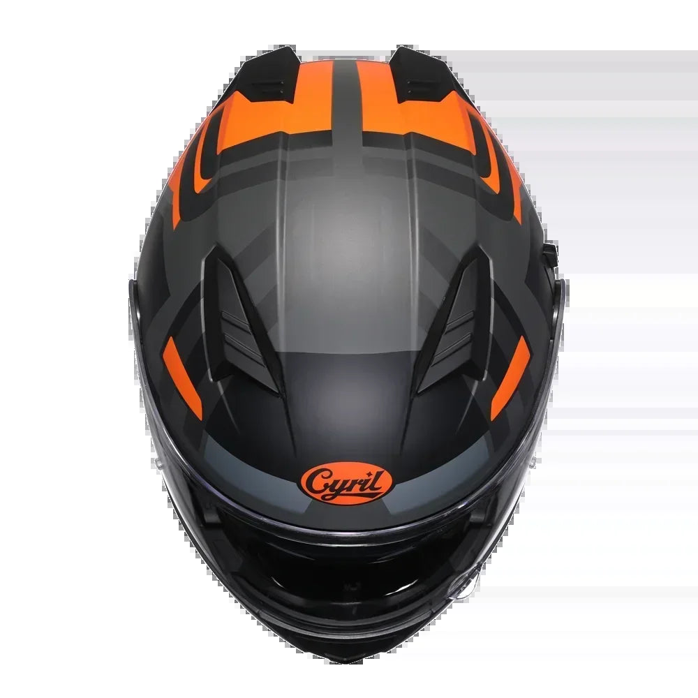 Full Face Motorcycle Helmet with Dual Visor Cyril Flip-Up Motorcycle Helmet with Bluetooth Slot for Adult DOT Approved Helmet