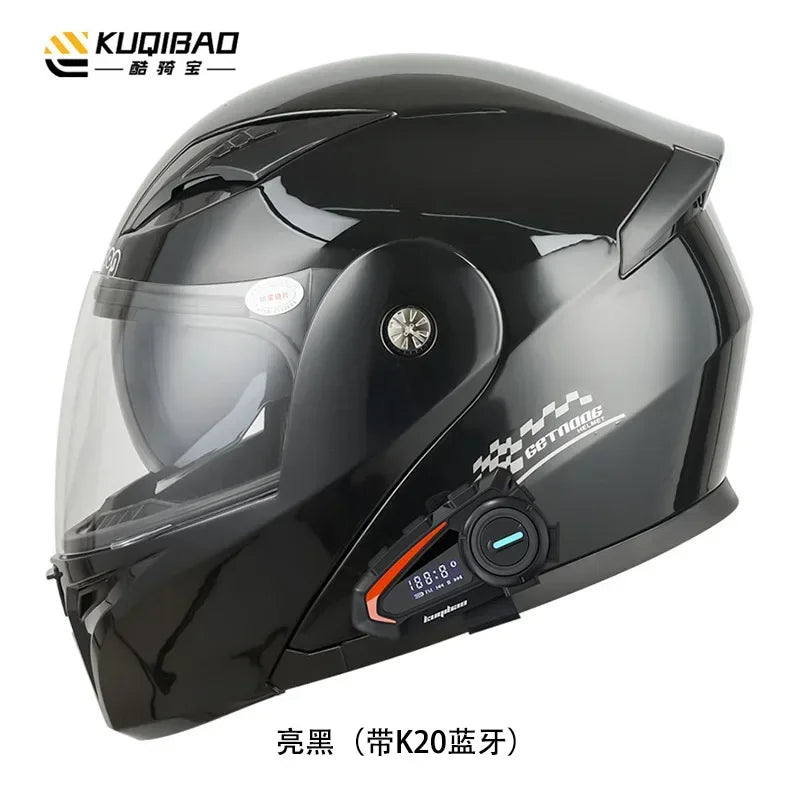 Motorcycle Helmet with Bluetooth Double HD Anti-Fog Lens ABS Material Riding Racing Casco Moto Flip up Helmet Protection