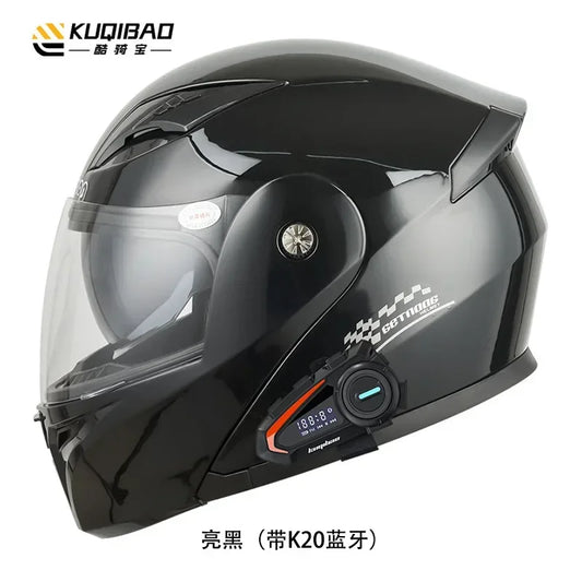 Motorcycle Helmet with Bluetooth Double HD Anti-Fog Lens ABS Material Riding Racing Casco Moto Flip up Helmet Protection