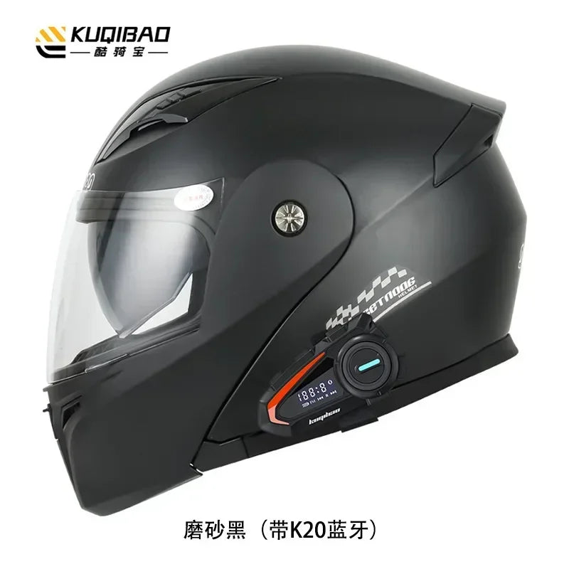 Motorcycle Helmet with Bluetooth Double HD Anti-Fog Lens ABS Material Riding Racing Casco Moto Flip up Helmet Protection