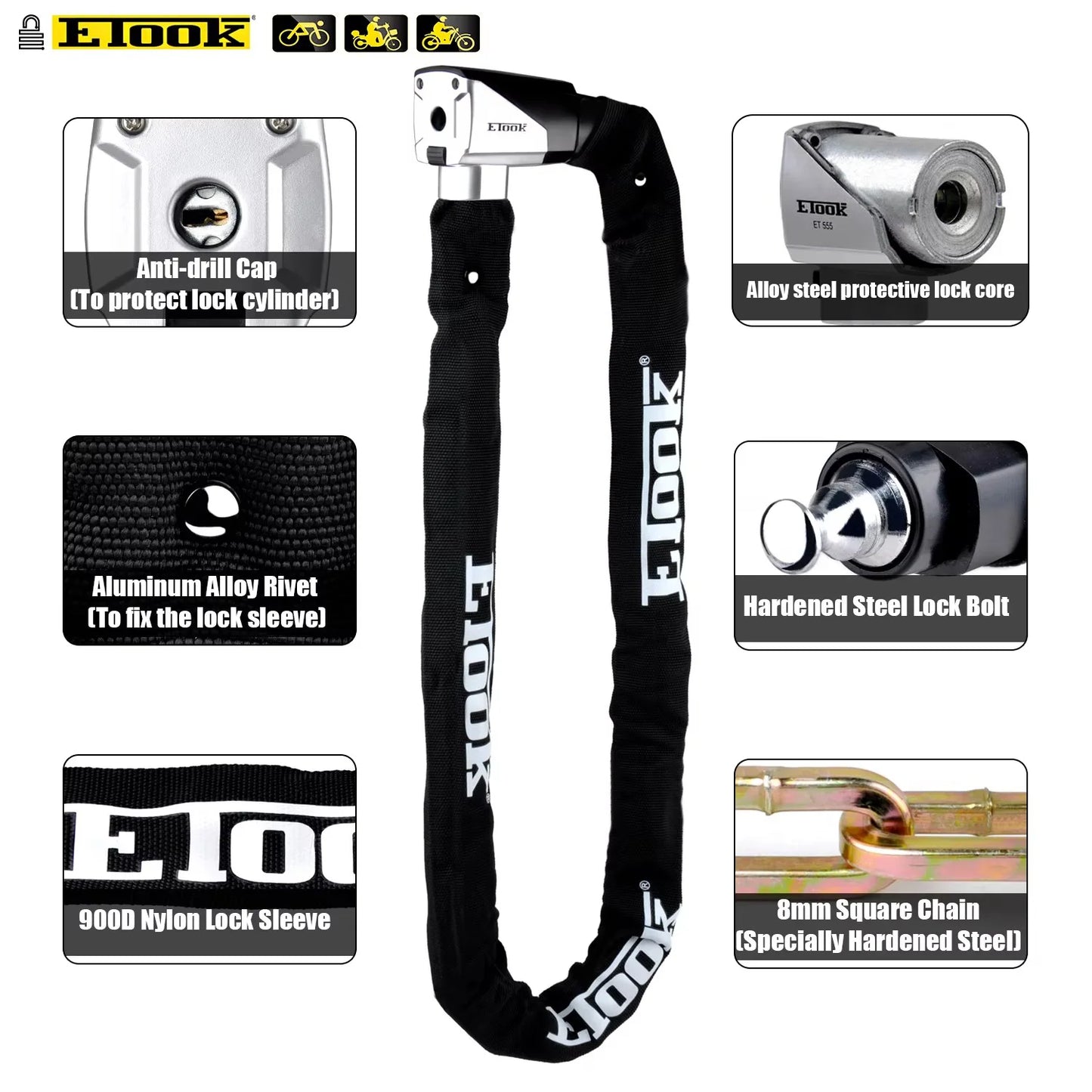 Bicycle Lock MTB Road Bike Lock anti Theft Heavy Duty Safety Anti-Theft Chain Lock for Motorcycle Scooter Bike Accessories