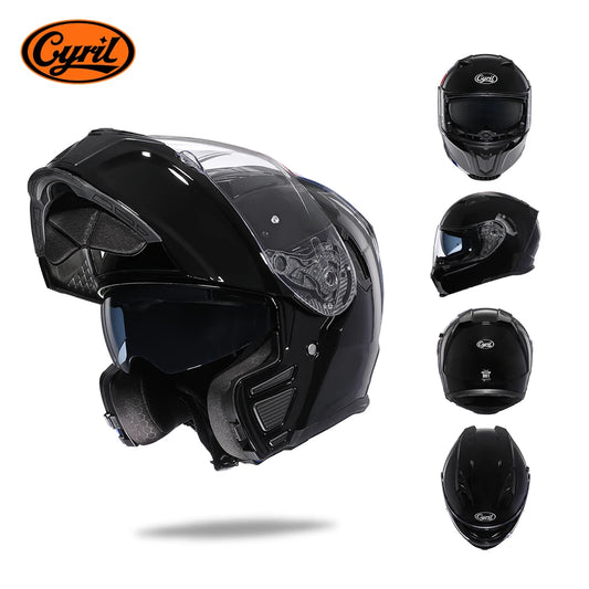 Full Face Motorcycle Helmet with Dual Visor Cyril Flip-Up Motorcycle Helmet with Bluetooth Slot for Adult DOT Approved Helmet