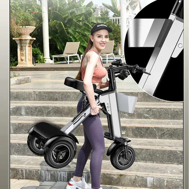 Folding Electric Tricycle Mini Portable Adults 3 Wheeled Electric Bike Small Elder Electric Folding Bike for Man
