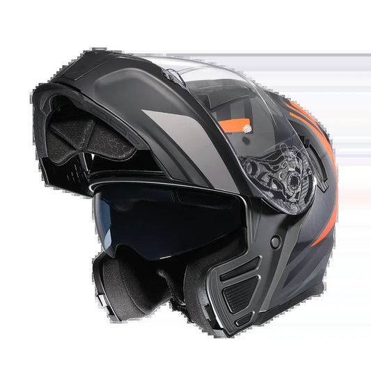 Full Face Motorcycle Helmet with Dual Visor Cyril Flip-Up Motorcycle Helmet with Bluetooth Slot for Adult DOT Approved Helmet