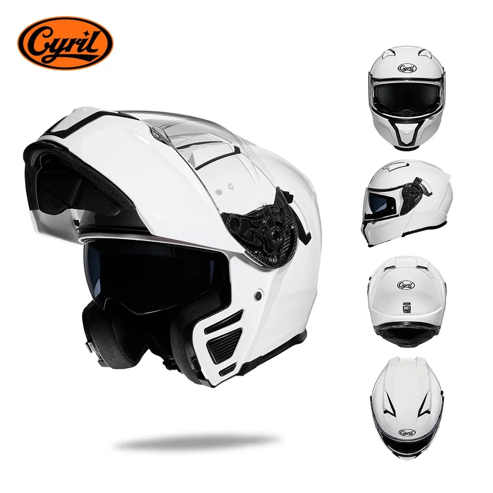 Full Face Motorcycle Helmet with Dual Visor Cyril Flip-Up Motorcycle Helmet with Bluetooth Slot for Adult DOT Approved Helmet