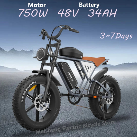 JANSNO X70G Ebike 750W 48V 34Ah Dual Battery Electric Bike 20*4.0 Inch Fat Tire Electric Bike Mountain Off-Road Electric Bicycle