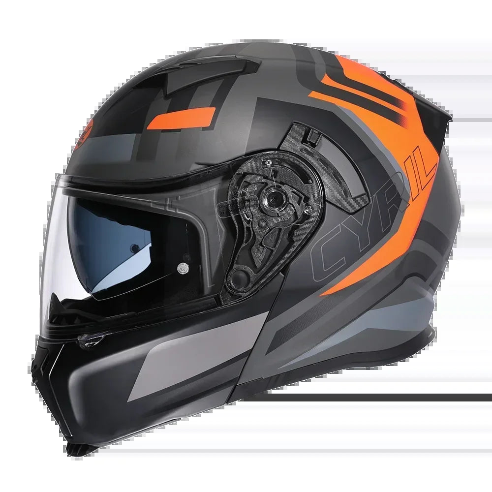Full Face Motorcycle Helmet with Dual Visor Cyril Flip-Up Motorcycle Helmet with Bluetooth Slot for Adult DOT Approved Helmet