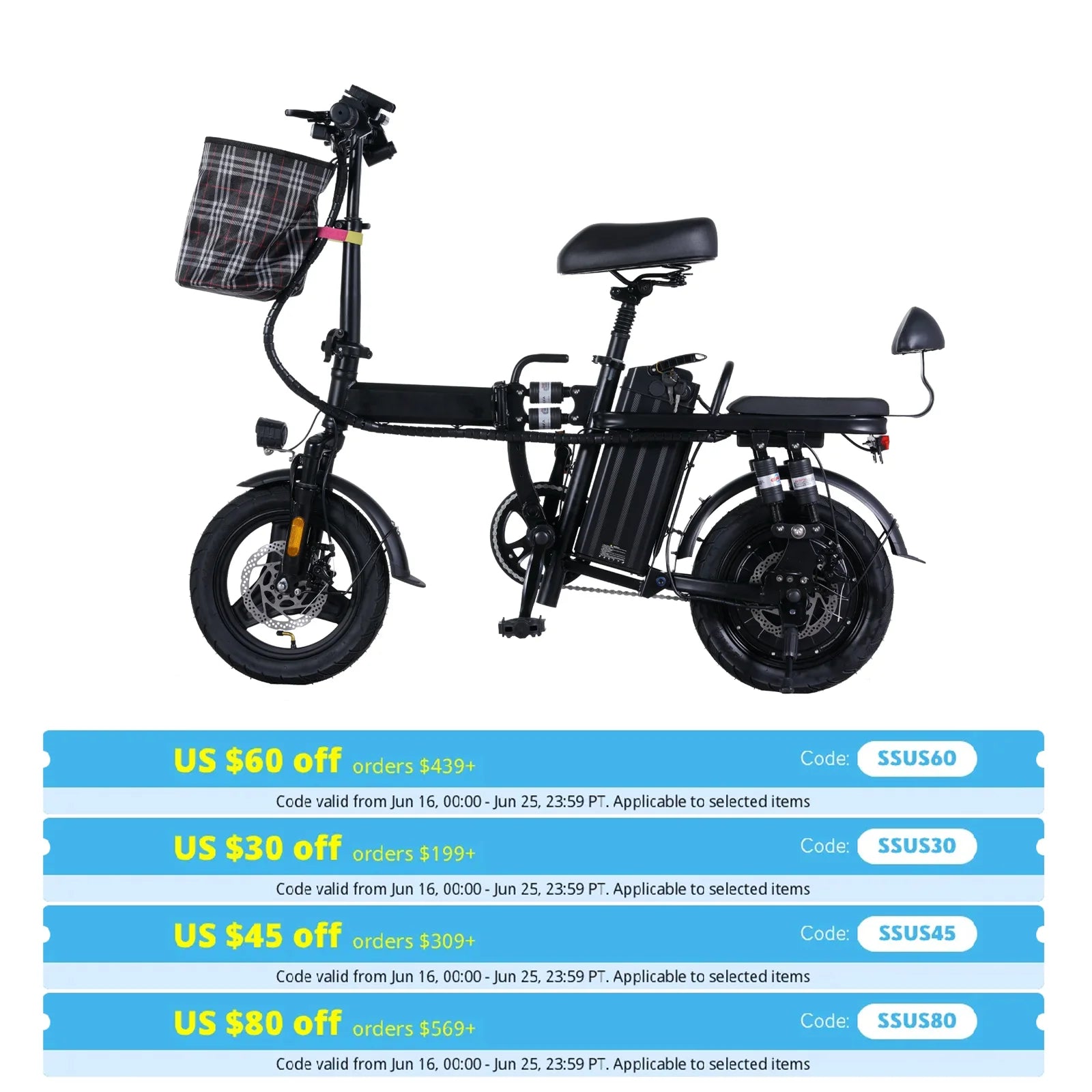 GLEERIDE A9 14" Mini Folding Electric Bike 500W Motor 48V 15Ah Battery