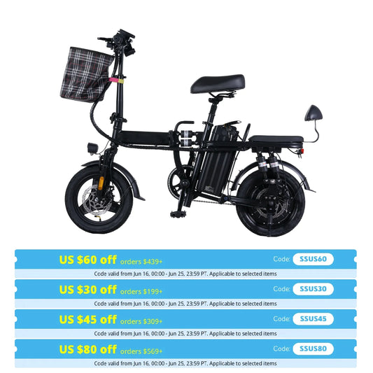 GLEERIDE A9 14" Mini Folding Electric Bike 500W Motor 48V 15Ah Battery