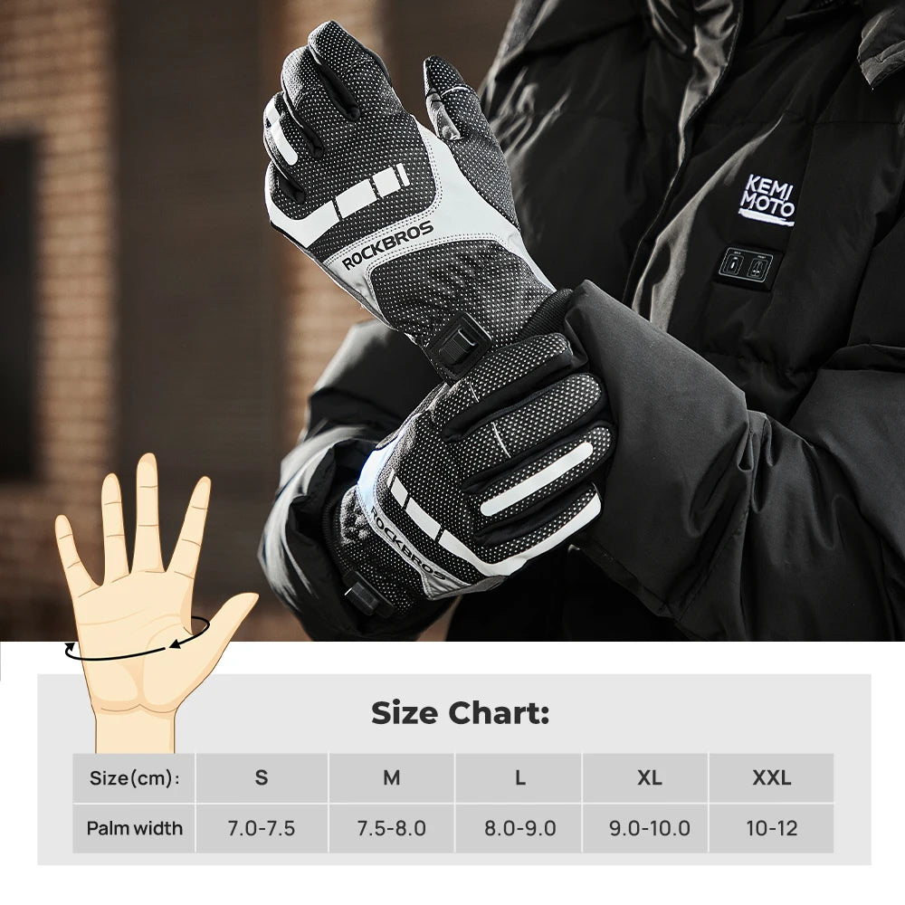 Electric Scooter Winter Heated Gloves USB Post Heating Thermal Gloves for Motorcycle Touchscreen Anti-Slip Cycling Bike Gloves