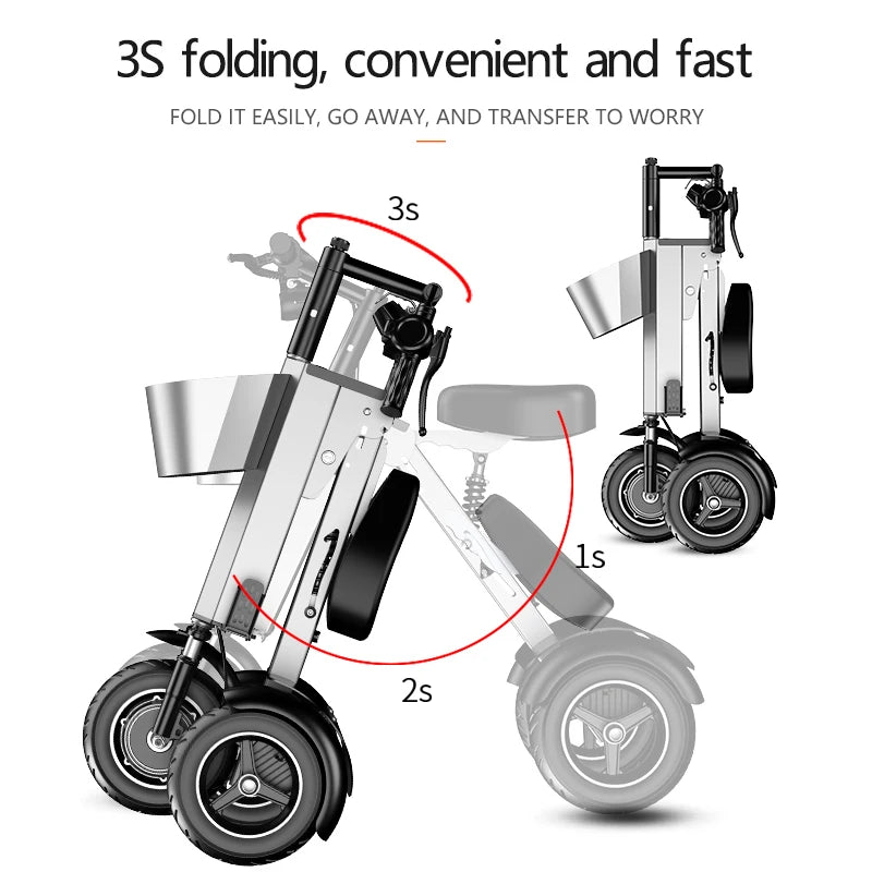 Folding Electric Tricycle Mini Portable Adults 3 Wheeled Electric Bike Small Elder Electric Folding Bike for Man