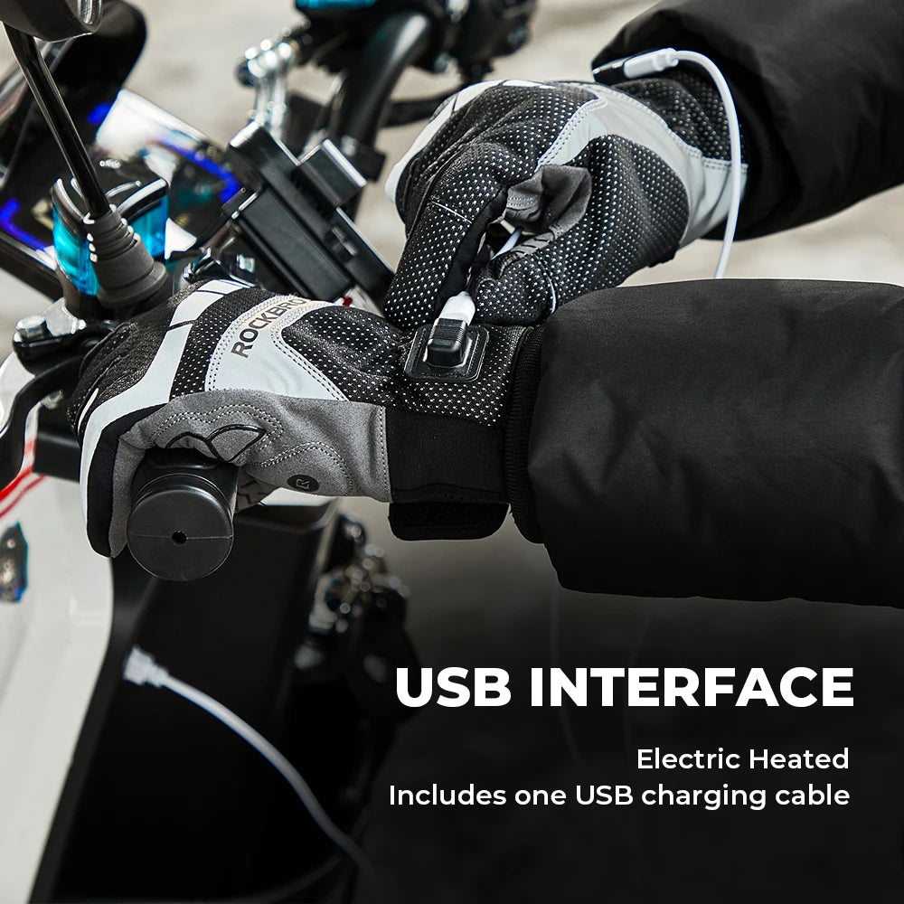 Electric Scooter Winter Heated Gloves USB Post Heating Thermal Gloves for Motorcycle Touchscreen Anti-Slip Cycling Bike Gloves