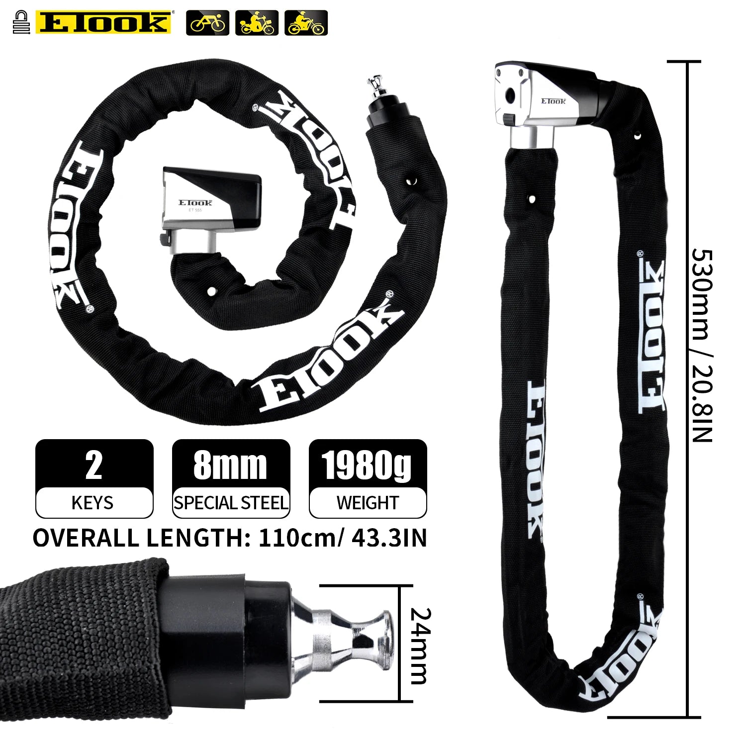 Bicycle Lock MTB Road Bike Lock anti Theft Heavy Duty Safety Anti-Theft Chain Lock for Motorcycle Scooter Bike Accessories